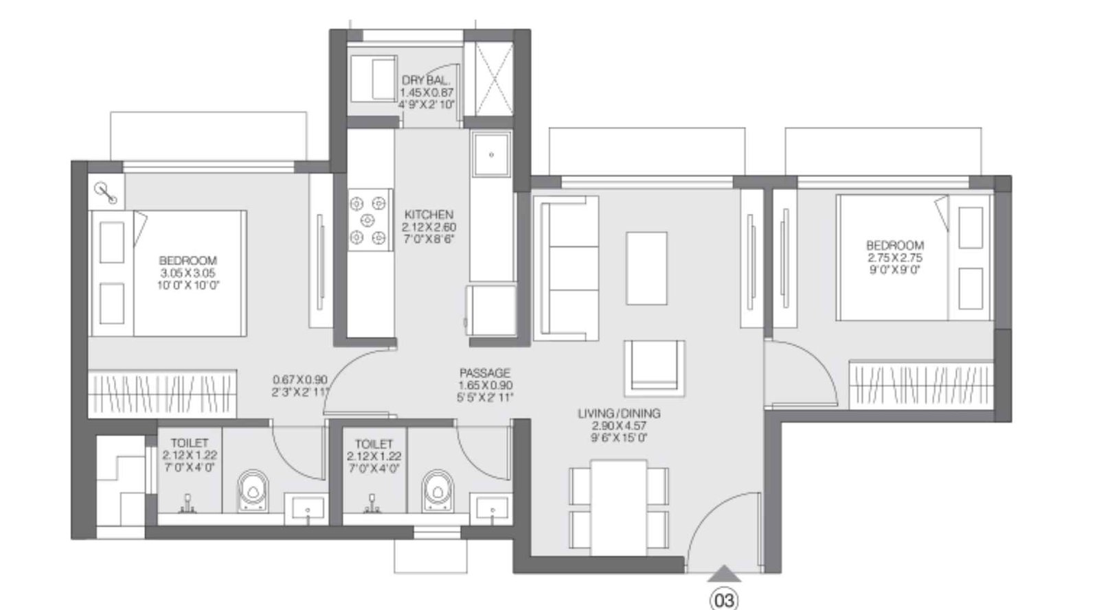 Godrej-Riviera-UnitPlan_2 BHK Luxe-Type-B (2)